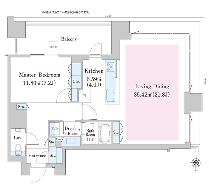 4階 1LDK 76.13㎡ 間取り図
