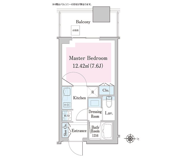 8階 1K 26.67㎡ 間取り図