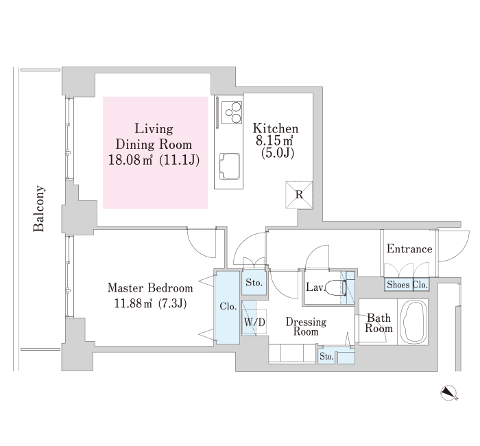 10階 1LDK 57.86㎡ 間取り図