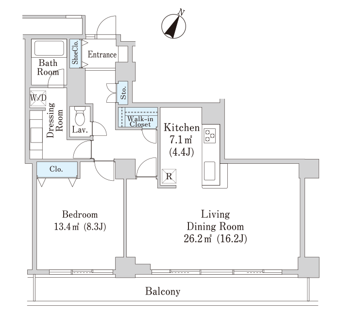 19階 1LDK 75.20㎡ 間取り図